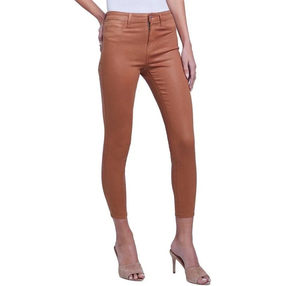 L'AGENCE Women's Margot Coated
High-Rise Brown Hazlenut Skinny Jeans‎ 26